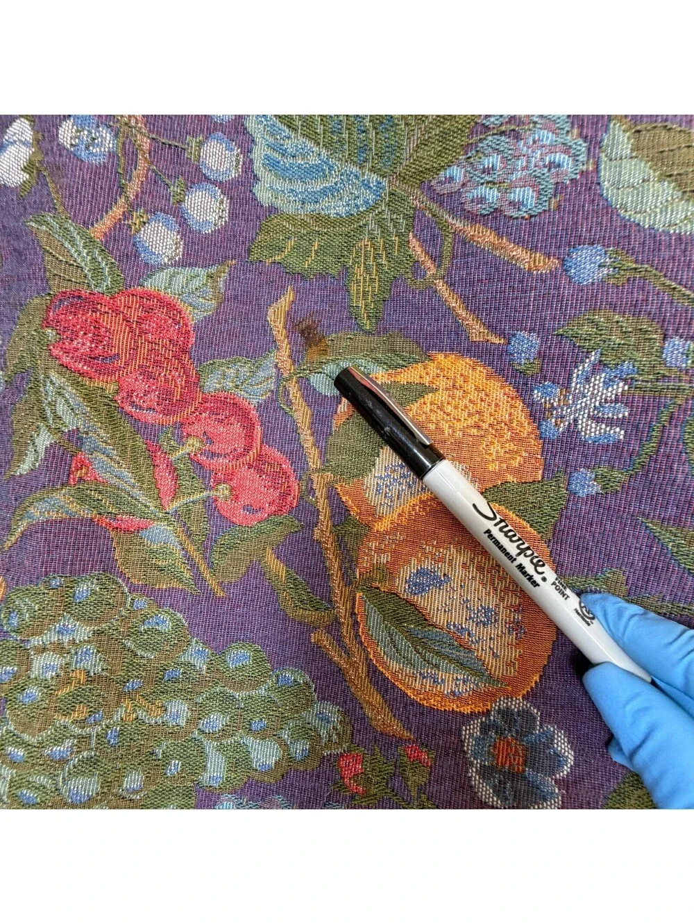 Woven Tapestry Throw Blanket Fruit Floral Pattern 50x54 Storage Location: F-6